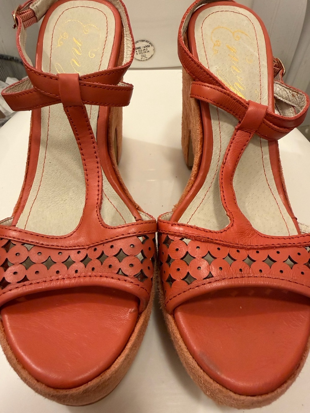 y2k orange platform heels